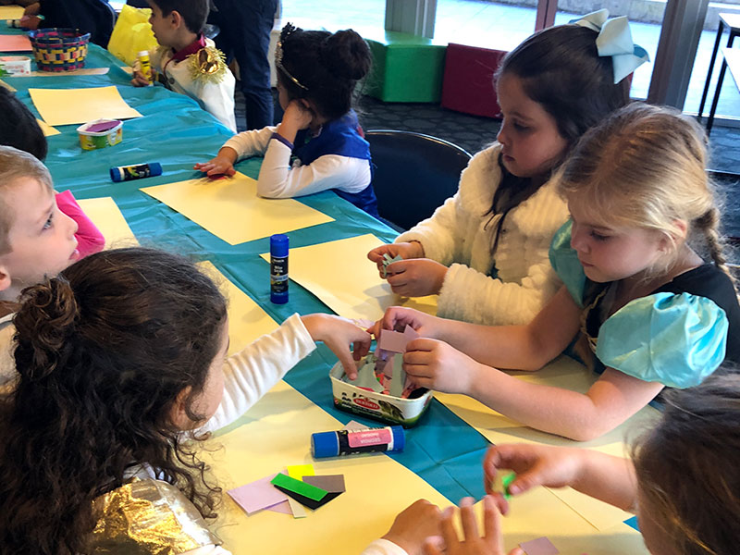 Students working on craft