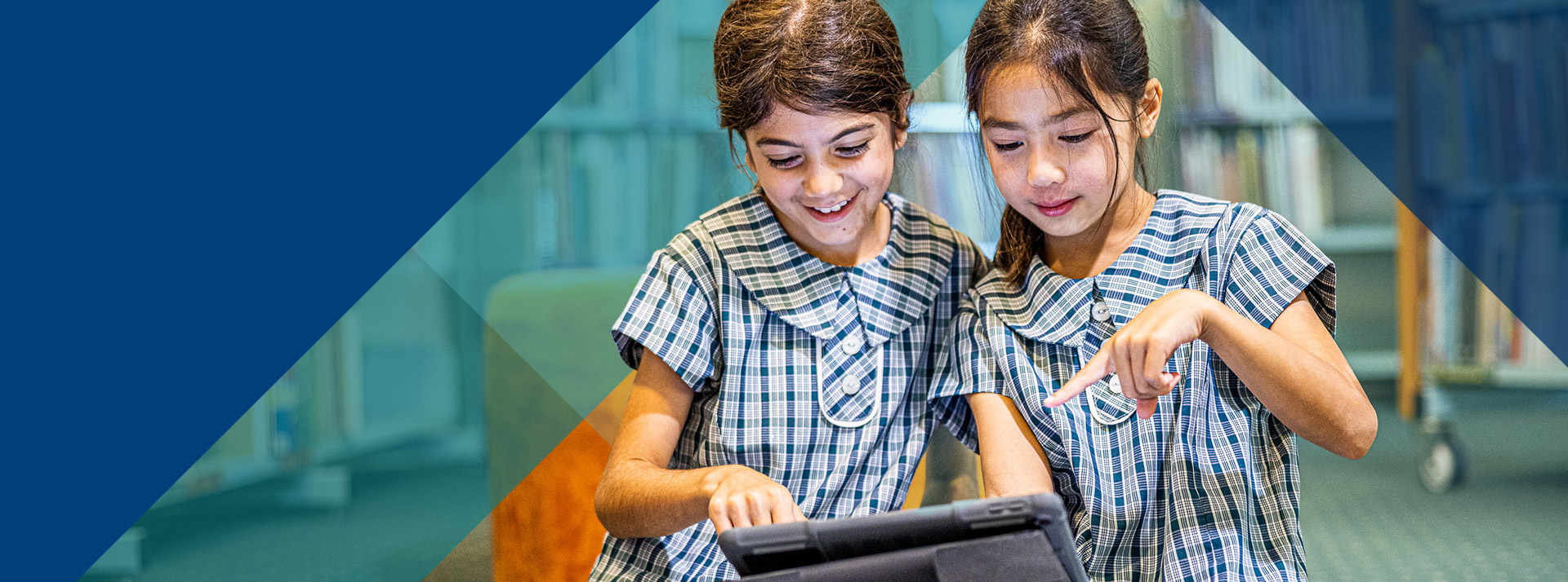 Students using their tablets in the classroom at Our Lady of Lourdes Primary School Baulkham Hills South
